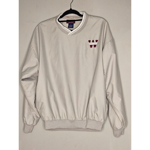 Augusta Sportswear Pullover Jacket Mens M UMS Logo Beige Windbreaker - Picture 1 of 6